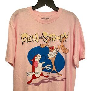 Red and Stimpy Single Stitch Graphic T-Shirt - Nickelodeon, Large